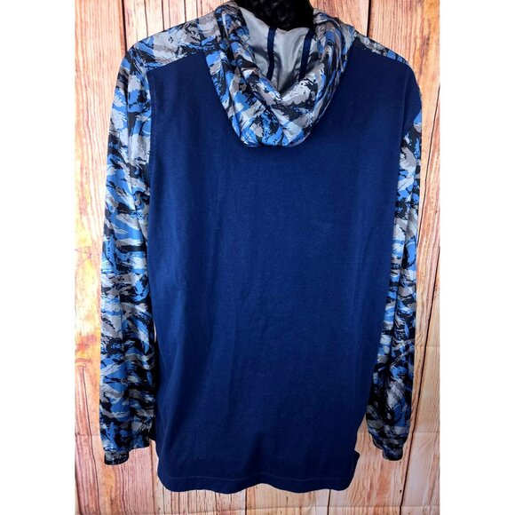 Under Armour Mens Fitted Hoodie Large Blue Camouflage - Picture 2 of 7